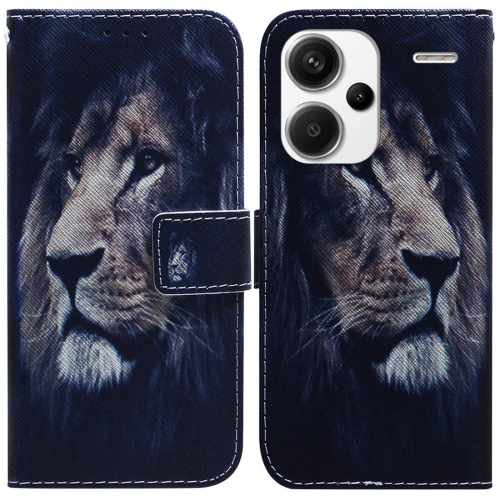 

For Xiaomi Redmi Note 13 Pro+ 5G Coloured Drawing Flip Leather Phone Case(Lion)