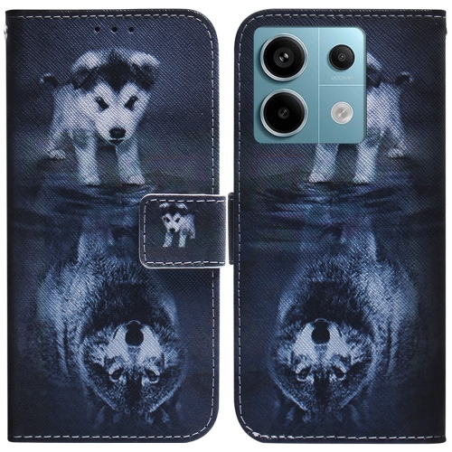

For Xiaomi Redmi Note 13 Pro 5G Coloured Drawing Flip Leather Phone Case(Wolf and Dog)