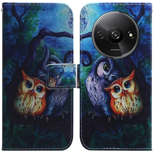 

For Xiaomi Redmi A3 Coloured Drawing Flip Leather Phone Case(Oil Painting Owl)
