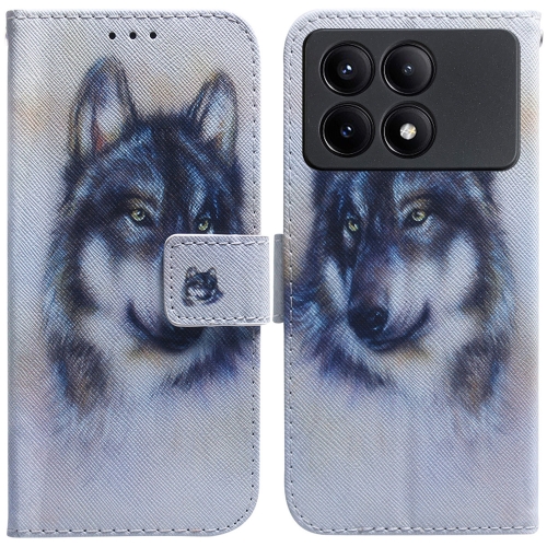 

For Xiaomi Redmi K70E / Poco X6 Pro Coloured Drawing Flip Leather Phone Case(White Wolf)