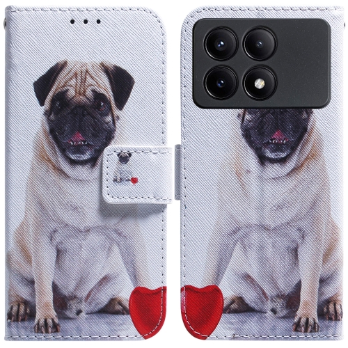 

For Xiaomi Redmi K70E / Poco X6 Pro Coloured Drawing Flip Leather Phone Case(Pug)