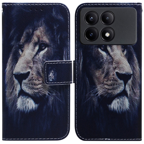 

For Xiaomi Redmi K70E / Poco X6 Pro Coloured Drawing Flip Leather Phone Case(Lion)