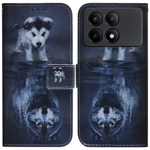 

For Xiaomi Redmi K70E / Poco X6 Pro Coloured Drawing Flip Leather Phone Case(Wolf and Dog)