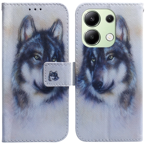 

For Xiaomi Redmi Note 13 4G Global Coloured Drawing Flip Leather Phone Case(White Wolf)