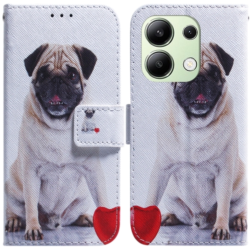 

For Xiaomi Redmi Note 13 4G Global Coloured Drawing Flip Leather Phone Case(Pug)