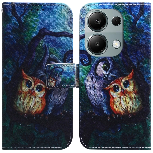 

For Xiaomi Redmi Note 13 Pro 4G Coloured Drawing Flip Leather Phone Case(Oil Painting Owl)