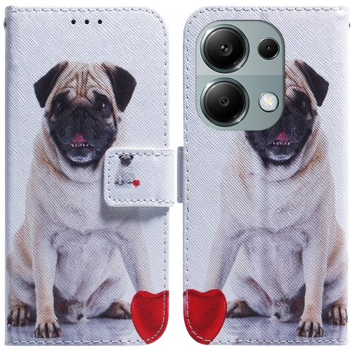 

For Xiaomi Redmi Note 13 Pro 4G Coloured Drawing Flip Leather Phone Case(Pug)