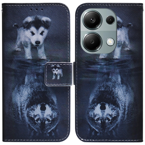 

For Xiaomi Redmi Note 13 Pro 4G Coloured Drawing Flip Leather Phone Case(Wolf and Dog)