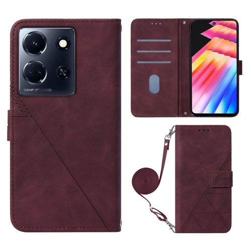 

For Infinix Note 30 5G / X6711 Crossbody 3D Embossed Flip Leather Phone Case(Wine Red)