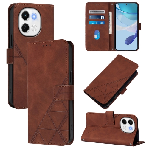 

For Tecno Spark 30 5G / Pova 6 Neo 5G Crossbody 3D Embossed Flip Leather Phone Case(Brown)