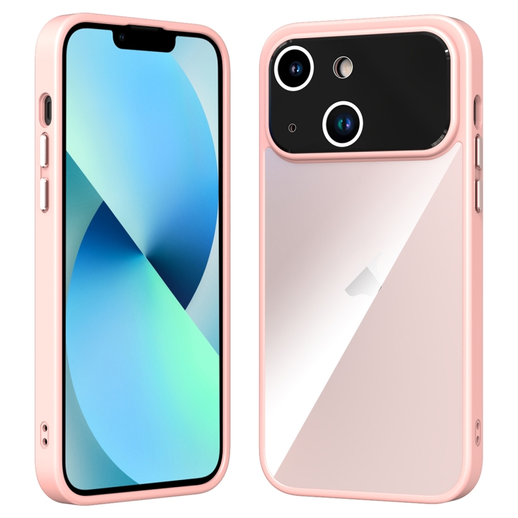 

For iPhone 13 Large Window Acrylic + TPU Phone Case(Light Pink)