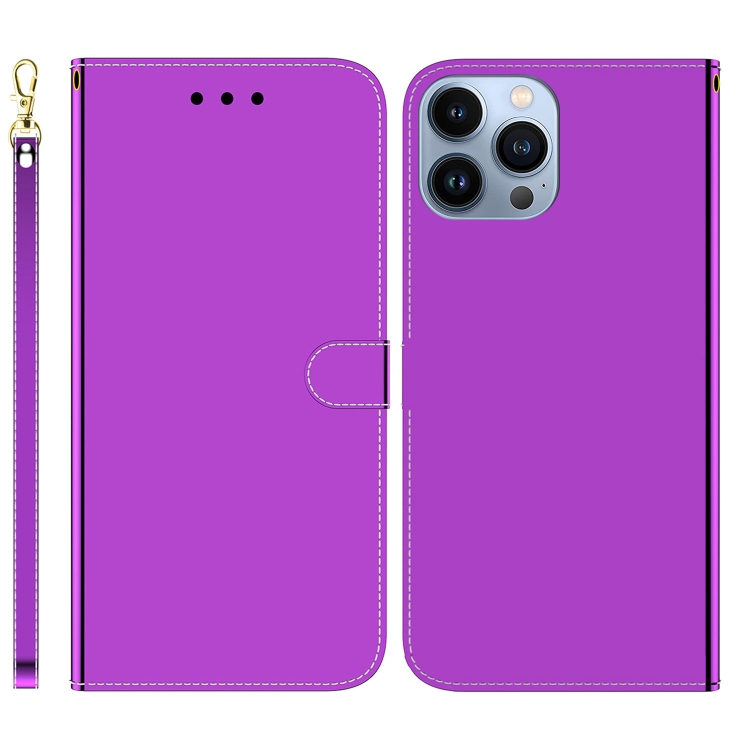 

For iPhone 14 Pro Imitated Mirror Surface Leather Phone Case(Purple)