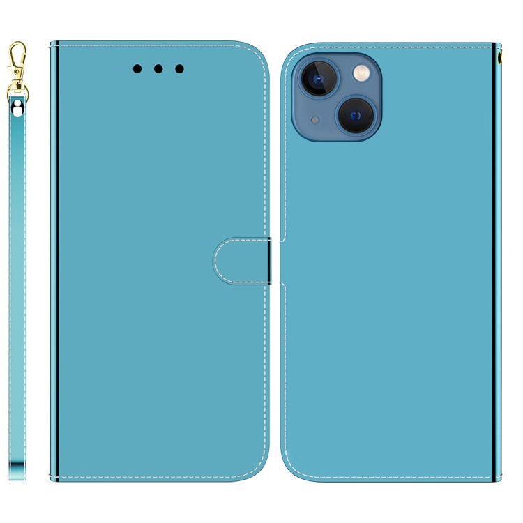 

For iPhone 14 Plus Imitated Mirror Surface Leather Phone Case(Blue)