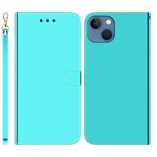 

For iPhone 14 Imitated Mirror Surface Leather Phone Case(Mint Green)