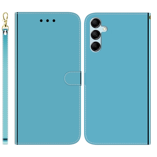 

For Samsung Galaxy M34 5G/F34 5G Imitated Mirror Surface Leather Phone Case(Blue)