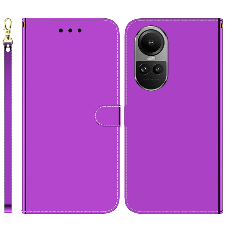 

For OPPO Reno10 5G Global/Reno10 Pro Global Imitated Mirror Surface Leather Phone Case(Purple)