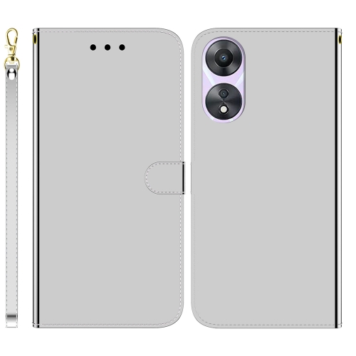 

For OPPO A58 4G Imitated Mirror Surface Leather Phone Case(Silver)