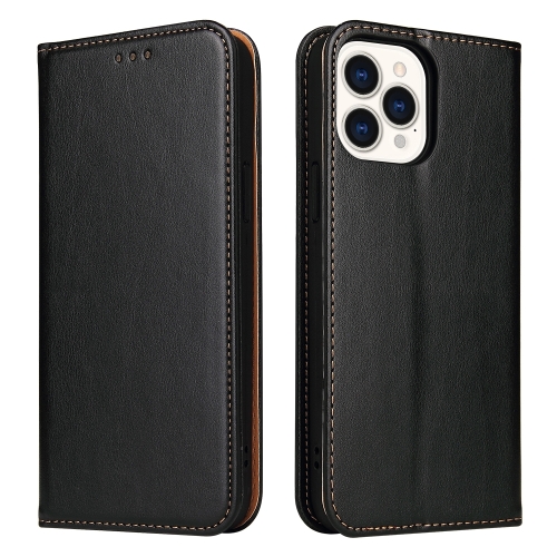 

For iPhone 15 Pro Max Fierre Shann PU Genuine Leather Texture Phone Case(Black)