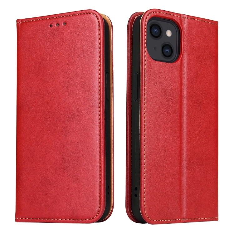 

For iPhone 15 Fierre Shann PU Genuine Leather Texture Phone Case(Red)