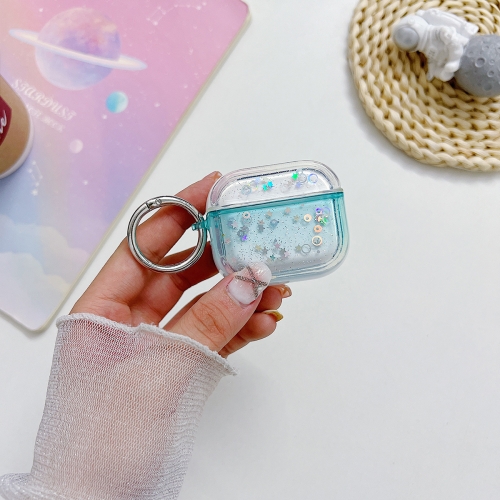 

For AirPods Pro Transparent Glitter Bluetooth Earphone Protective Case(Sky Blue)