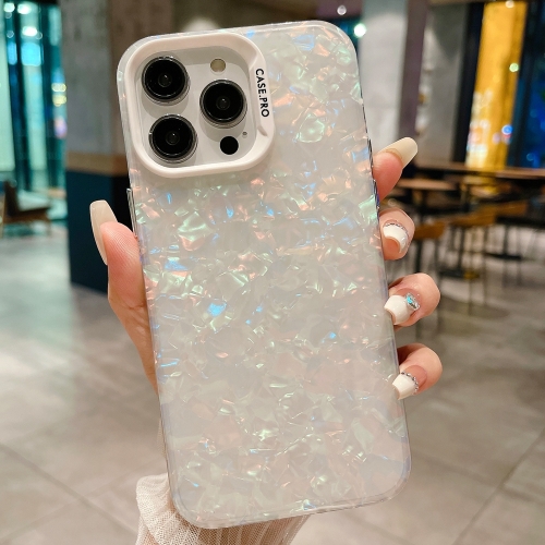 

For iPhone 15 Pro Max IMD Shell Texture TPU + Acrylic Phone Case(White)