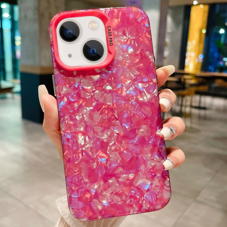 

For iPhone 15 Plus IMD Shell Texture TPU + Acrylic Phone Case(Rose Red)