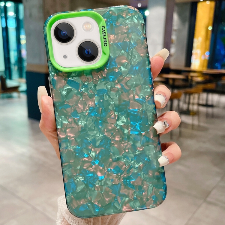 

For iPhone 15 IMD Shell Texture TPU + Acrylic Phone Case(Green)