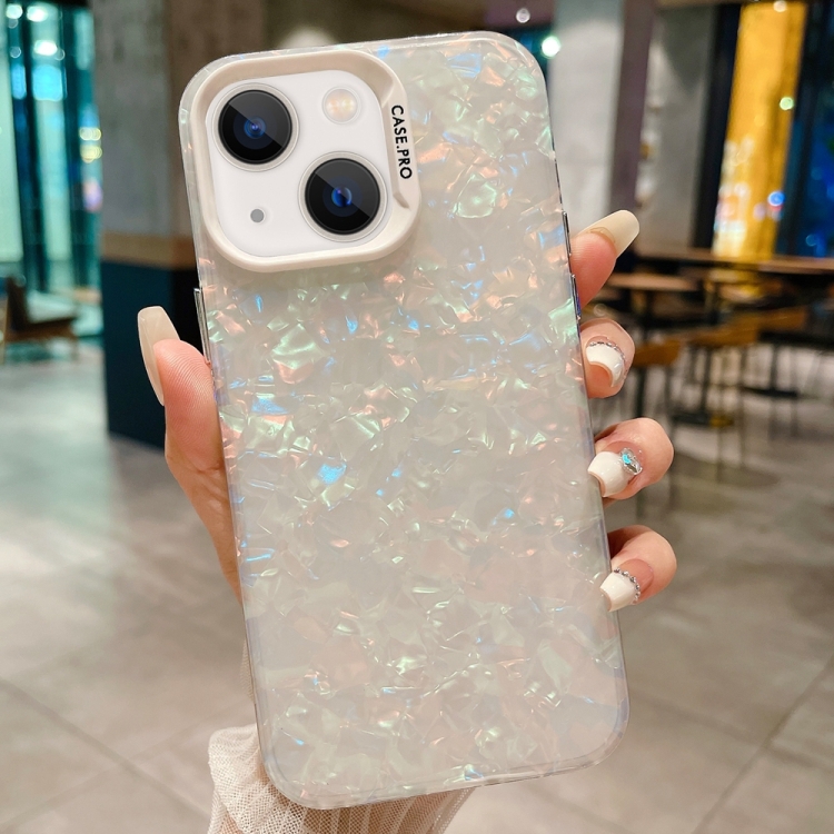 

For iPhone 13 IMD Shell Texture TPU + Acrylic Phone Case(White)