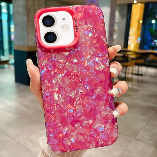 

For iPhone 12 IMD Shell Texture TPU + Acrylic Phone Case(Rose Red)