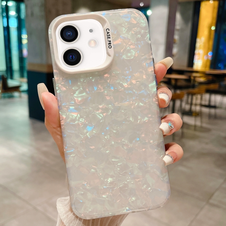 

For iPhone 12 IMD Shell Texture TPU + Acrylic Phone Case(White)
