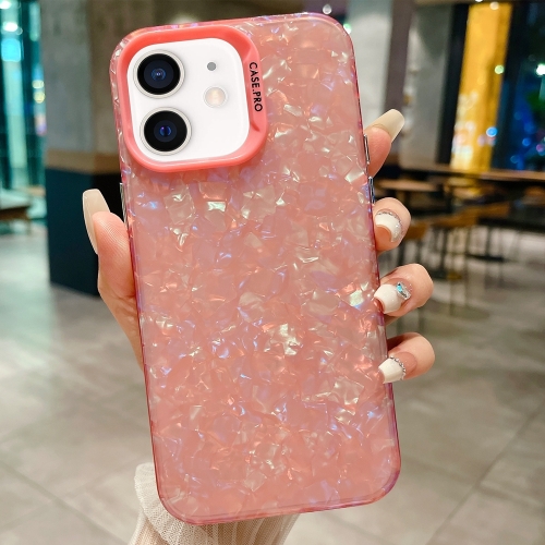 

For iPhone 12 IMD Shell Texture TPU + Acrylic Phone Case(Pink)