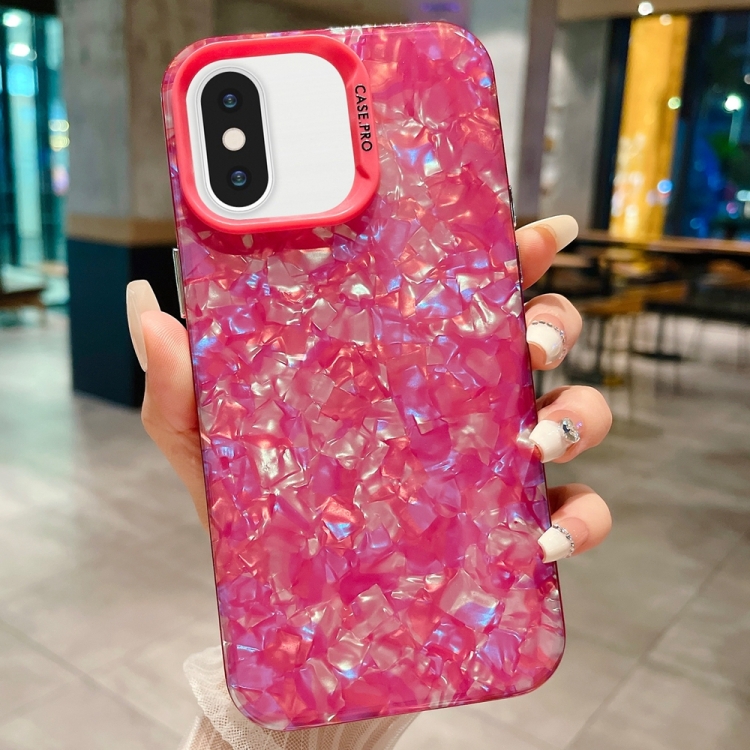 

For iPhone X / XS IMD Shell Texture TPU + Acrylic Phone Case(Rose Red)