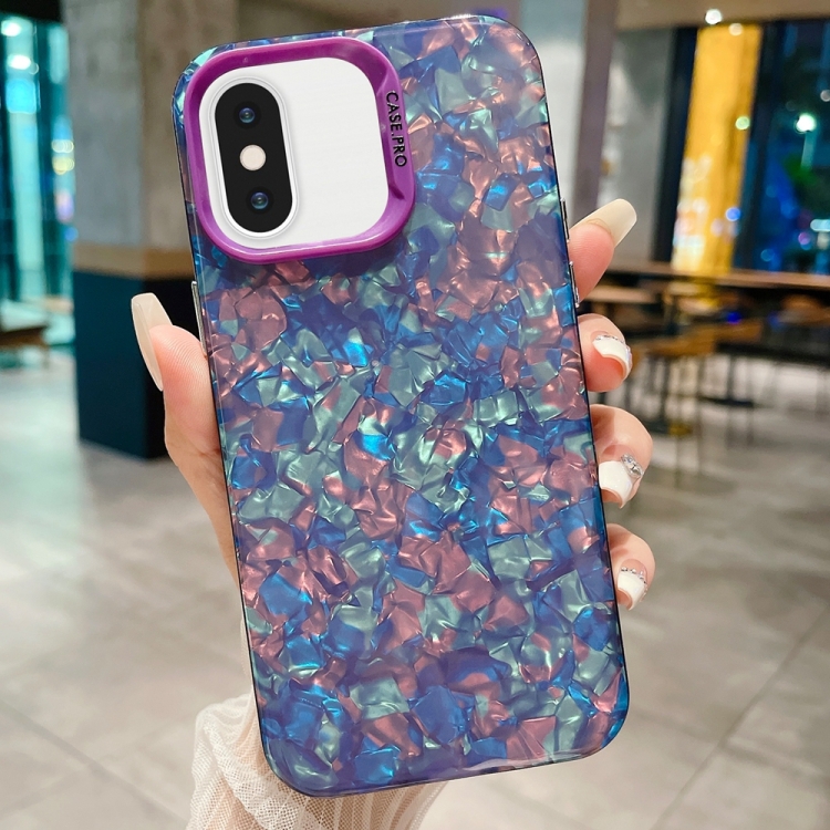 

For iPhone X / XS IMD Shell Texture TPU + Acrylic Phone Case(Purple)