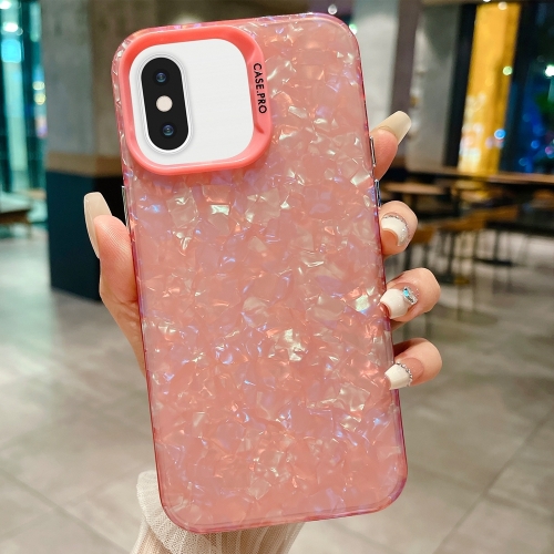 

For iPhone X / XS IMD Shell Texture TPU + Acrylic Phone Case(Pink)