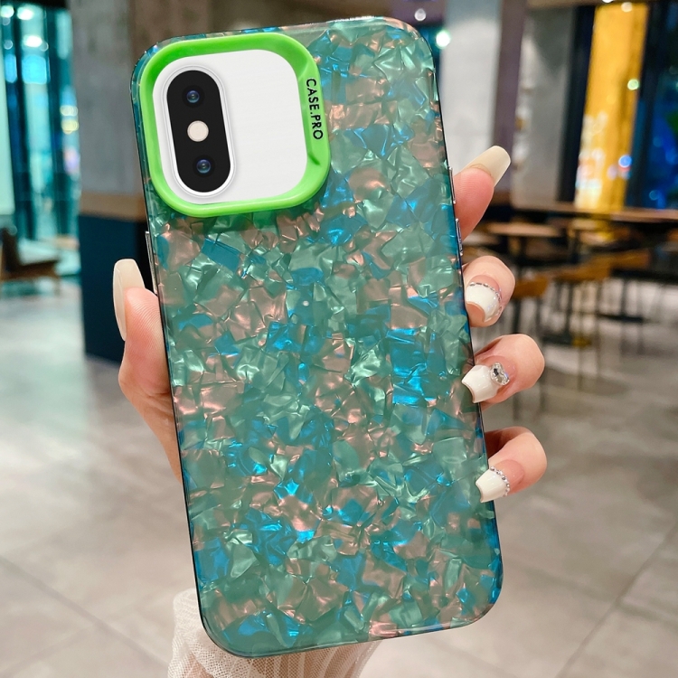 

For iPhone XS Max IMD Shell Texture TPU + Acrylic Phone Case(Green)
