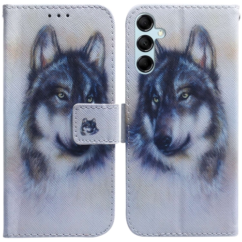

For Samsung Galaxy M54 Coloured Drawing Flip Leather Phone Case(White Wolf)