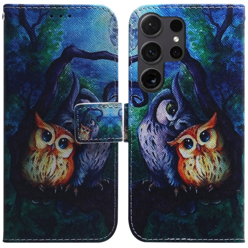 

For Samsung Galaxy S24 Ultra 5G Coloured Drawing Flip Leather Phone Case(Oil Painting Owl)