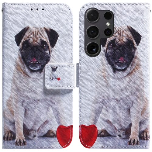 

For Samsung Galaxy S24 Ultra 5G Coloured Drawing Flip Leather Phone Case(Pug)