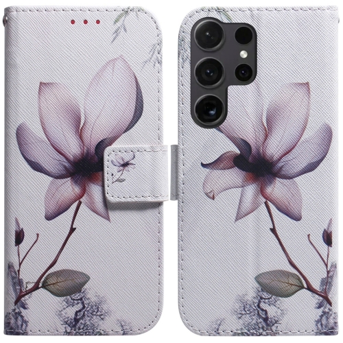 

For Samsung Galaxy S24 Ultra 5G Coloured Drawing Flip Leather Phone Case(Magnolia)