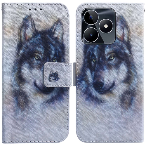 

For Realme C53 / Narzo N53 Coloured Drawing Flip Leather Phone Case(White Wolf)