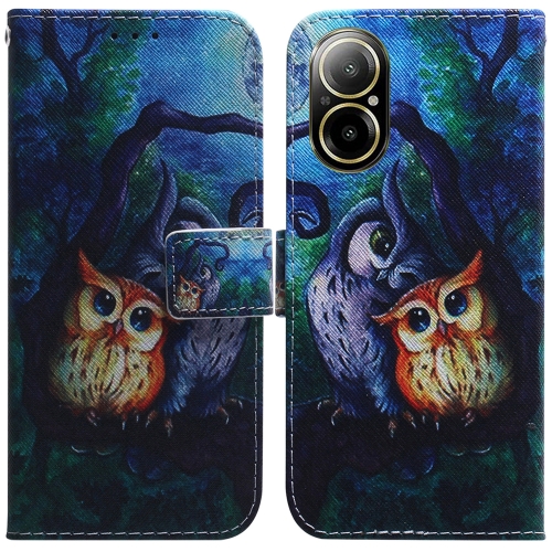 

For Realme C67 4G Global Coloured Drawing Flip Leather Phone Case(Oil Painting Owl)