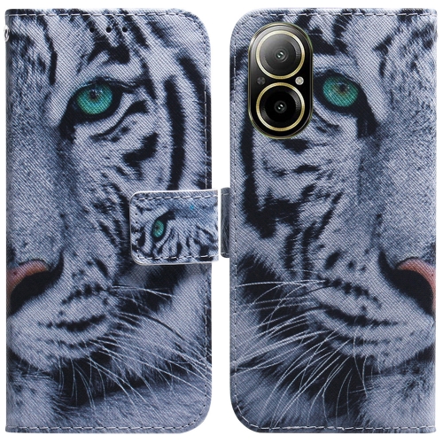 

For Realme C67 4G Global Coloured Drawing Flip Leather Phone Case(Tiger)