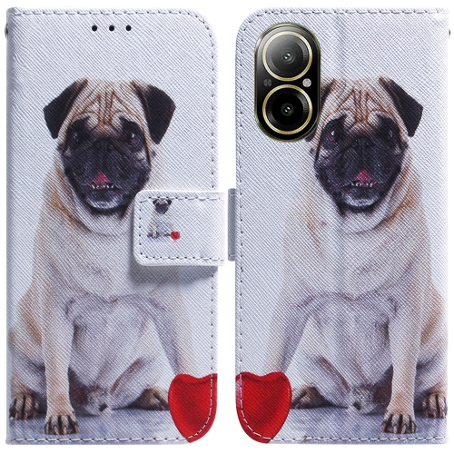 

For Realme C67 4G Global Coloured Drawing Flip Leather Phone Case(Pug)