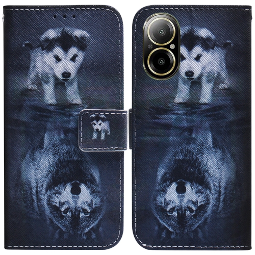 

For Realme C67 4G Global Coloured Drawing Flip Leather Phone Case(Wolf and Dog)