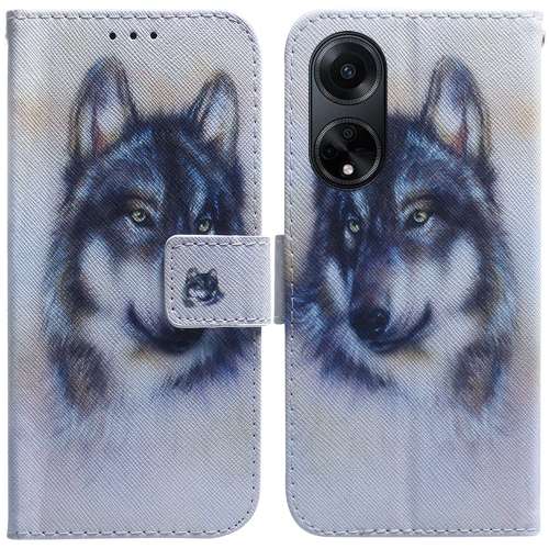 

For OPPO A98 5G / F23 5G India Coloured Drawing Flip Leather Phone Case(White Wolf)