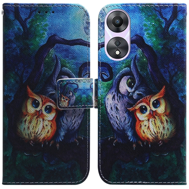 

For OPPO A78 4G Coloured Drawing Flip Leather Phone Case(Oil Painting Owl)