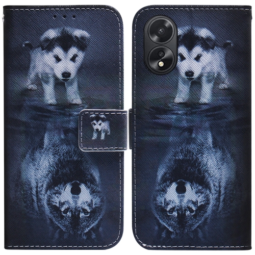

For OPPO A38 4G / A18 Coloured Drawing Flip Leather Phone Case(Wolf and Dog)