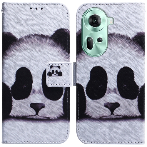 

For OPPO Reno11 Global Coloured Drawing Flip Leather Phone Case(Panda)