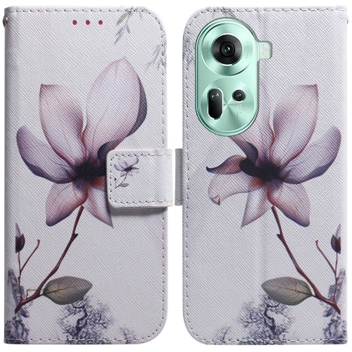 

For OPPO Reno11 Global Coloured Drawing Flip Leather Phone Case(Magnolia)