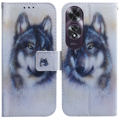 

For OPPO A60 4G Coloured Drawing Flip Leather Phone Case(White Wolf)